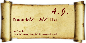 Anderkó Júlia névjegykártya