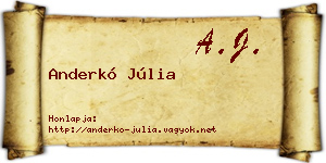 Anderkó Júlia névjegykártya